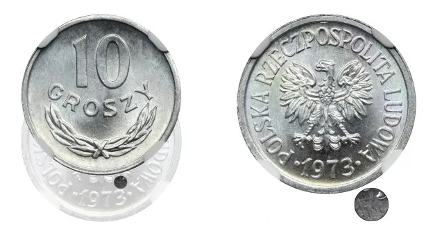 10 groszy 1973 bez znaku mennicy, NGC MS64 – WÓJCICKI
