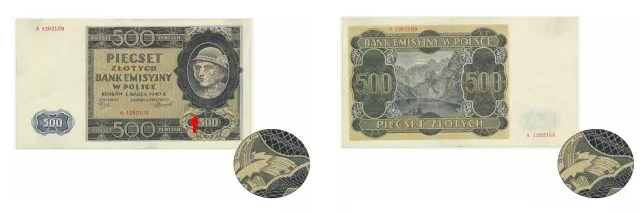 500 złotych 1940, historyczny falsyfikat londyński – WÓJCICKI